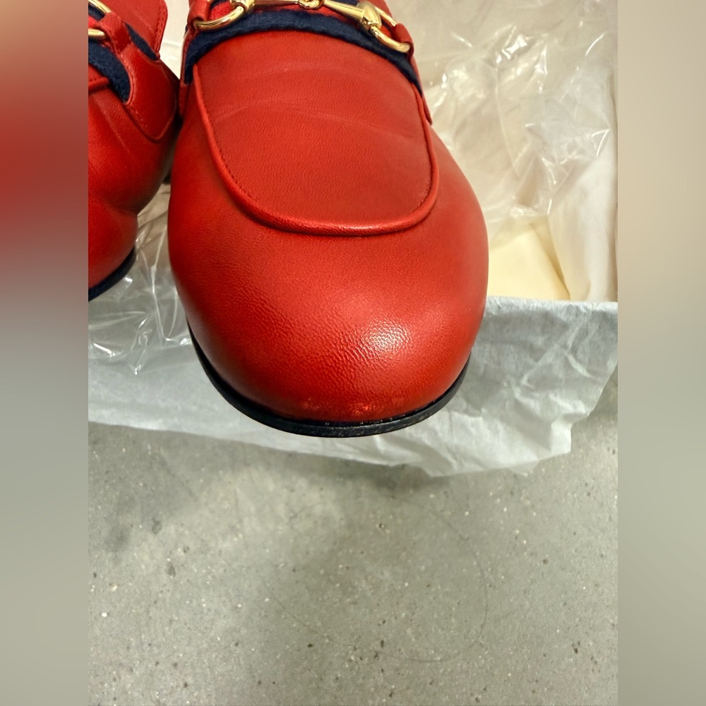 Gucci Red Leather Slip-Ons - Picture 13 of 14